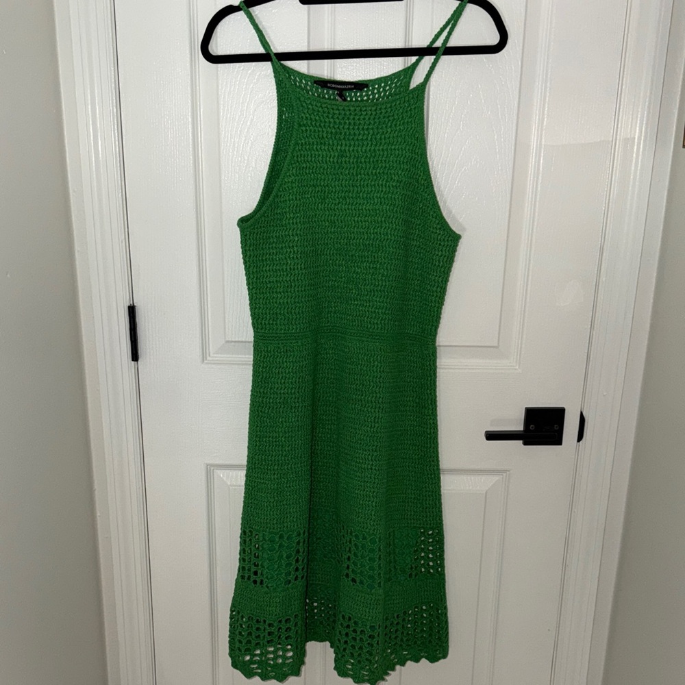 BCBGMaxAzria Bright Green Crochet Midi Dress